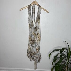 New Outcast Annika Mini Dress Kalahari Halter Neck Resortwear Womens Large